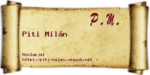 Piti Milán névjegykártya